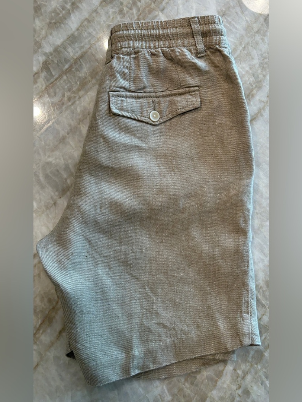 Le 31 PAR Simon 100% Linen Drawstring Shorts Oatmeal Mens 30 EUC